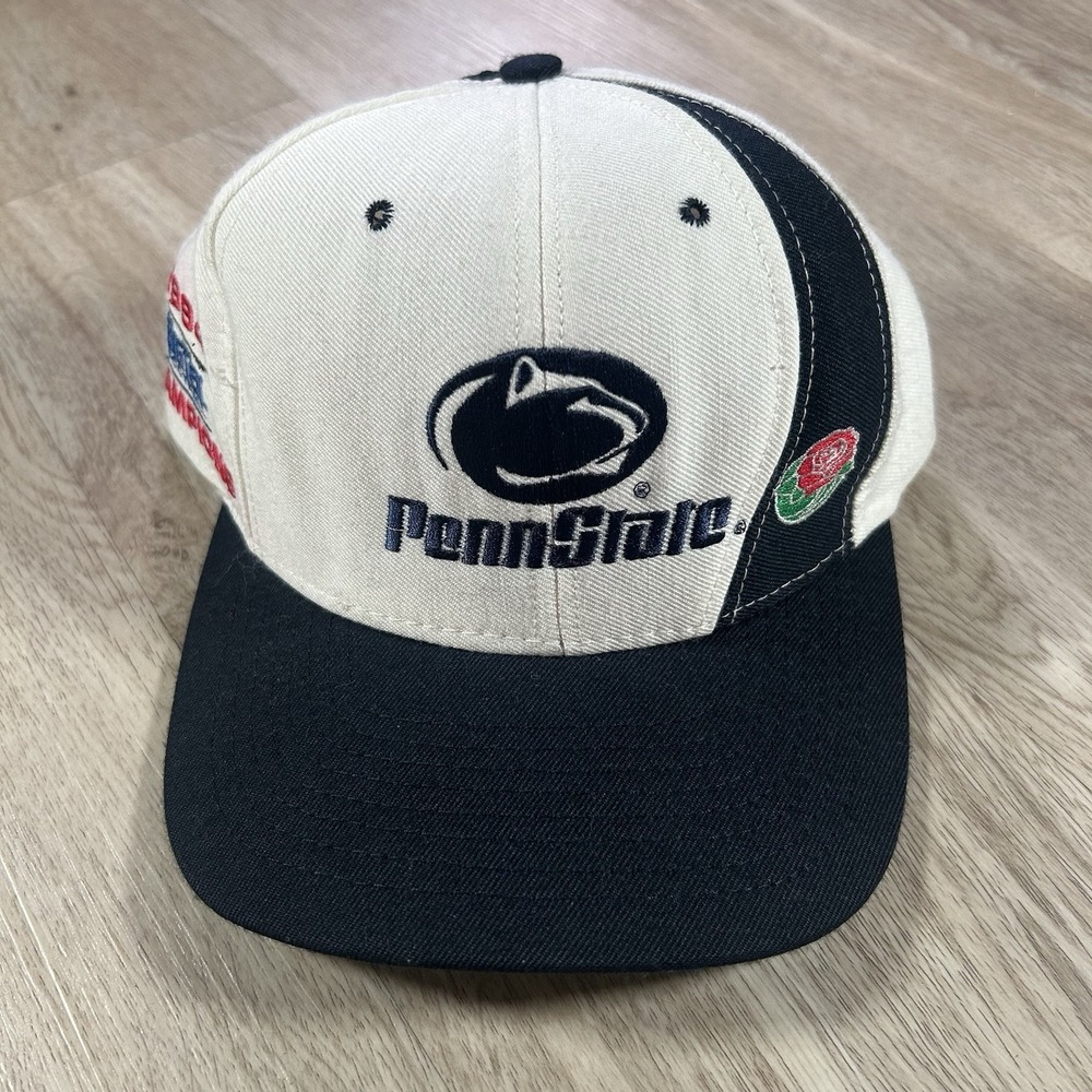 VTG 1994 Penn State Nittany Lions Snapback Hat Nutmeg White Blue Wool Cap USA
